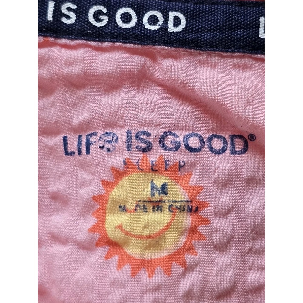Life Is Good Sleep Cotton Blend Sunshine Smiling Sun Graphic Print Button Up Top - Picture 6 of 10